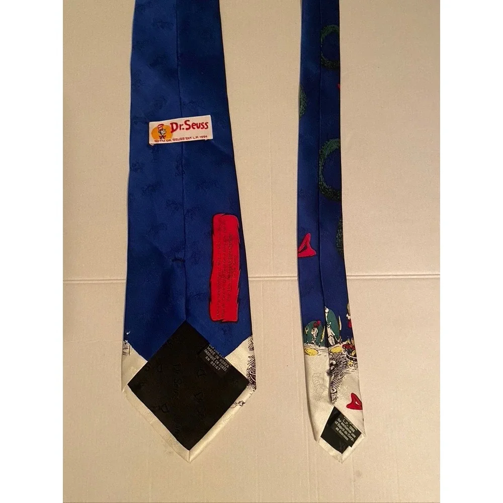 Dr. Seuss How the Grinch Stole Christmas Silk Tie Blue Holiday Roast Beast 1994